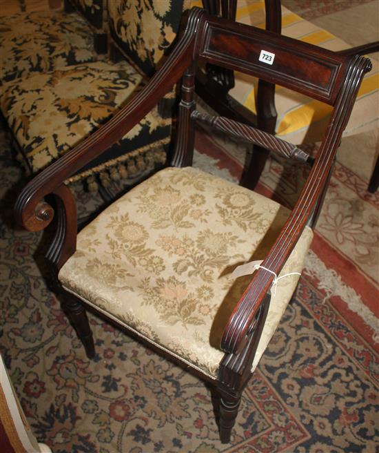 Regency mahogany open armchair